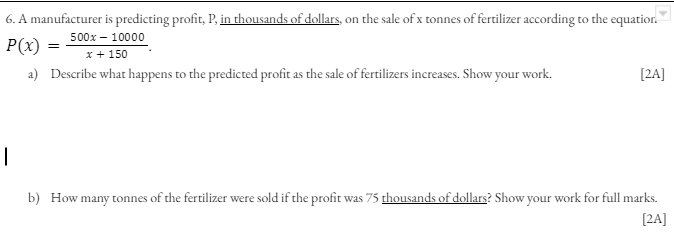 Solved A Manufacturer Is Predicting Profit P In Chegg Com