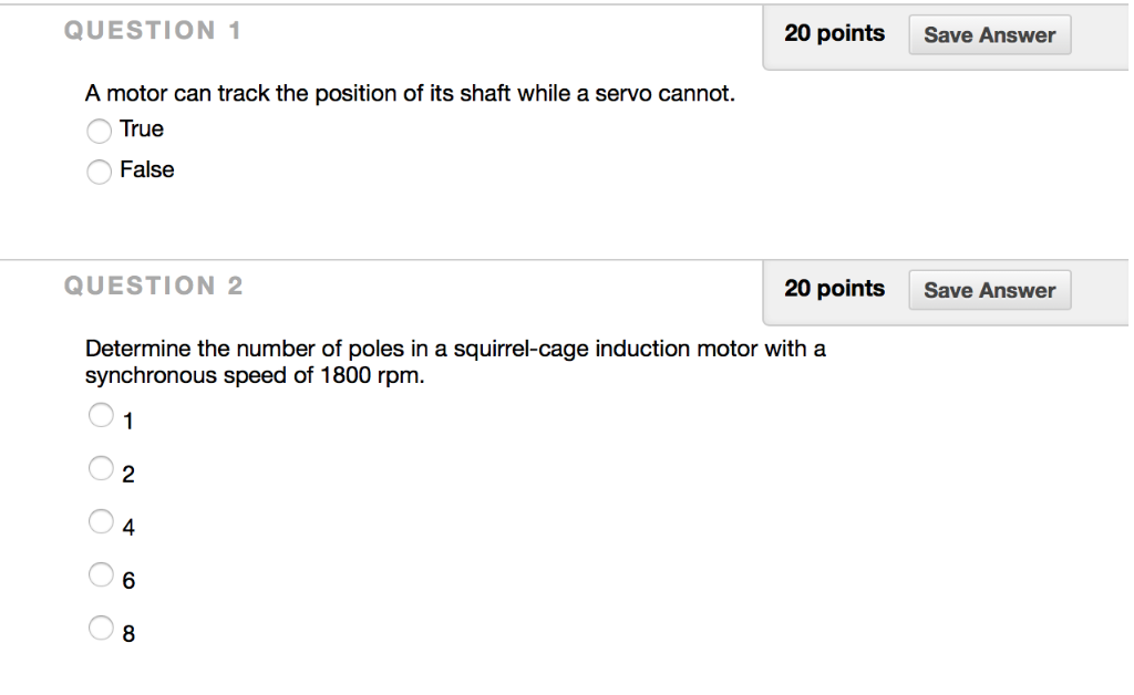 Solved QUESTION 20 points Save Answer A motor can track the | Chegg.com