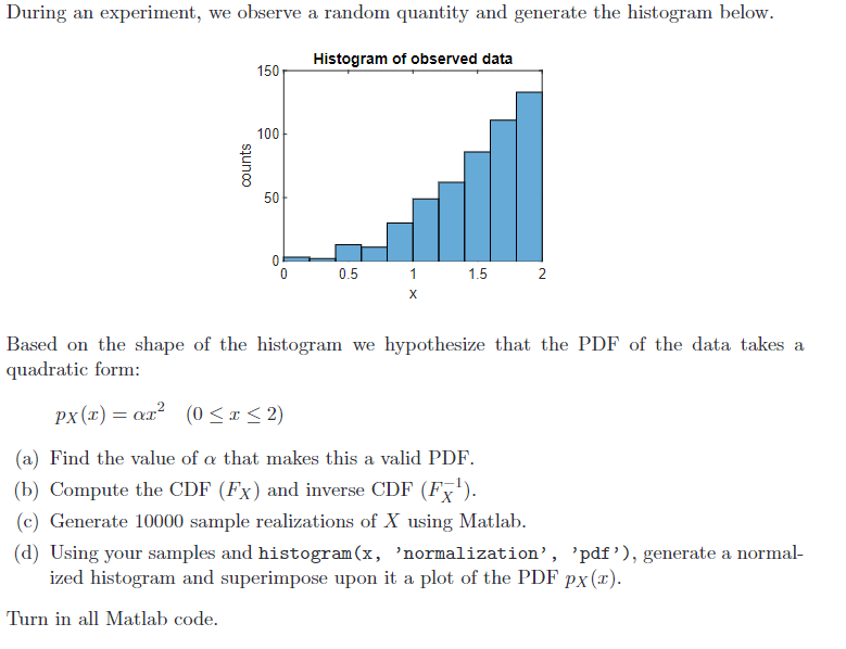 Solved During an experiment, we observe a random quantity | Chegg.com