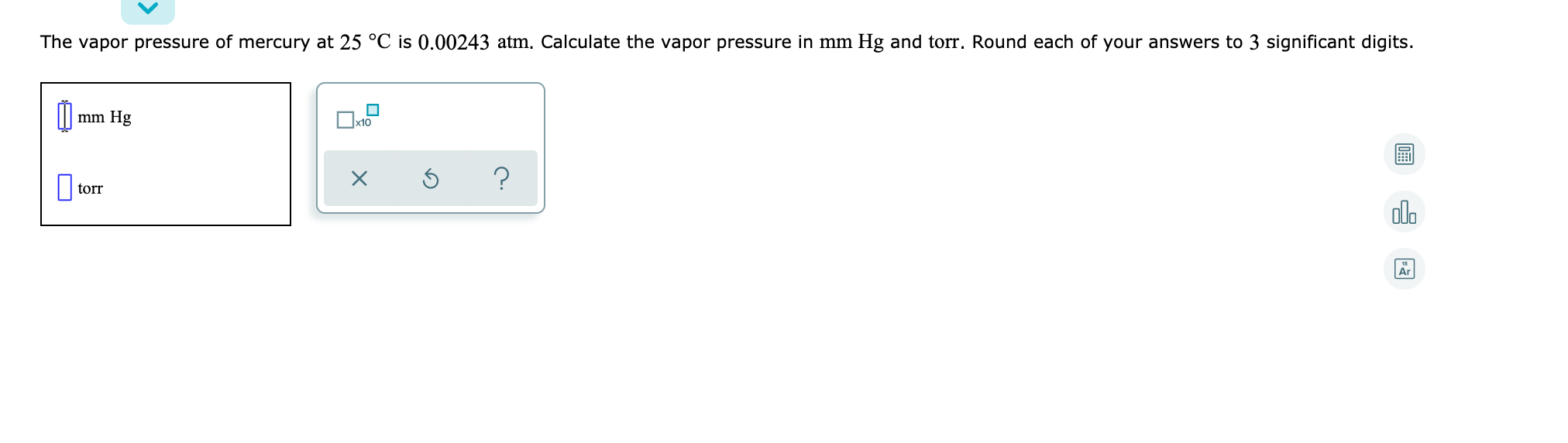 Solved The Vapor Pressure Of Mercury At 25 C Is 0 Chegg Com