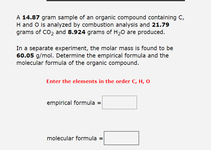 Solved A 14.87 gram sample of an organic compound containing | Chegg.com