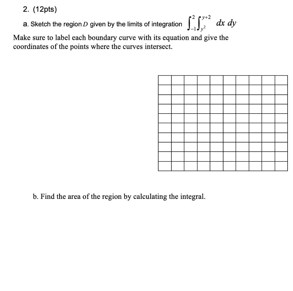 Solved +2 2. (12pts) a. Sketch the region D given by the | Chegg.com