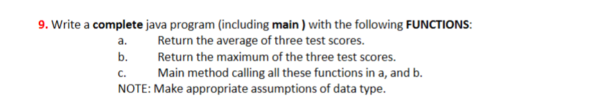 Solved 9. Write a complete java program (including main ) | Chegg.com