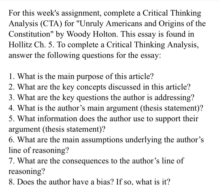 introduction to critical thinking essay