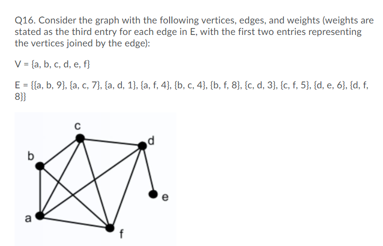 Solved Q16. Consider The Graph With The Following Vertices, | Chegg.com