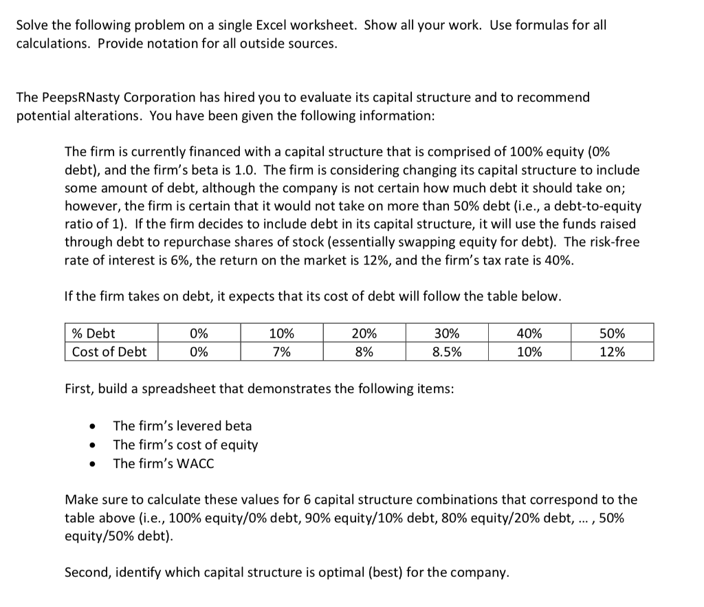 Solved Solve The Following Problem On A Single Excel Chegg Solved Solve The Following Problem On A Single Excel Chegg