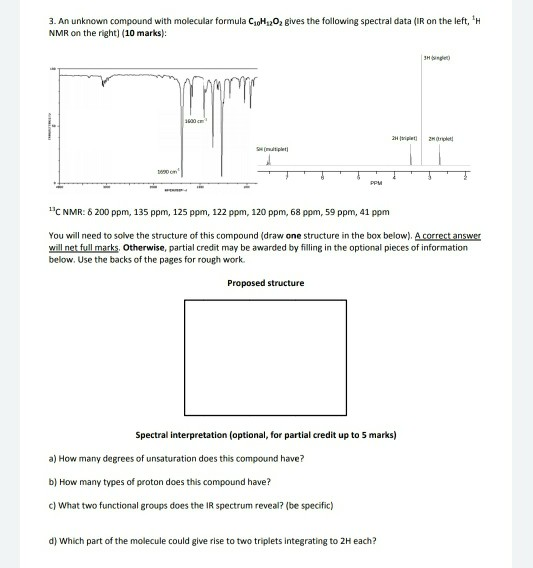 Solved 3. An unknown compound with molecular formula CH2O2 | Chegg.com