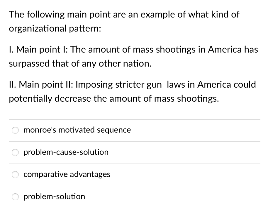 Solved The following main point are an example of what kind | Chegg.com