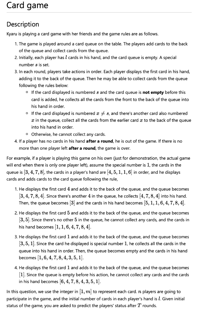 Card game Description Kyaru is playing a card game | Chegg.com