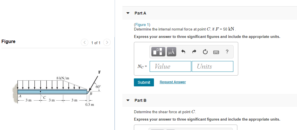 Solved Part A (Figure 1) Determine the internal normal force | Chegg.com