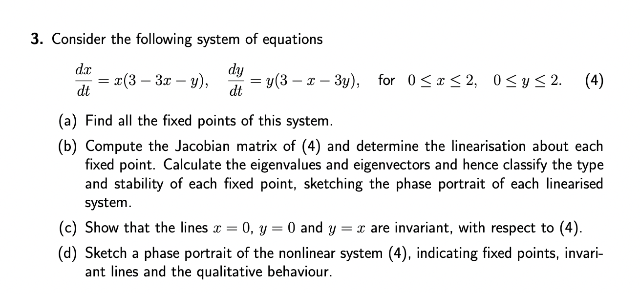 Solved 3. Consider the following system of equations | Chegg.com