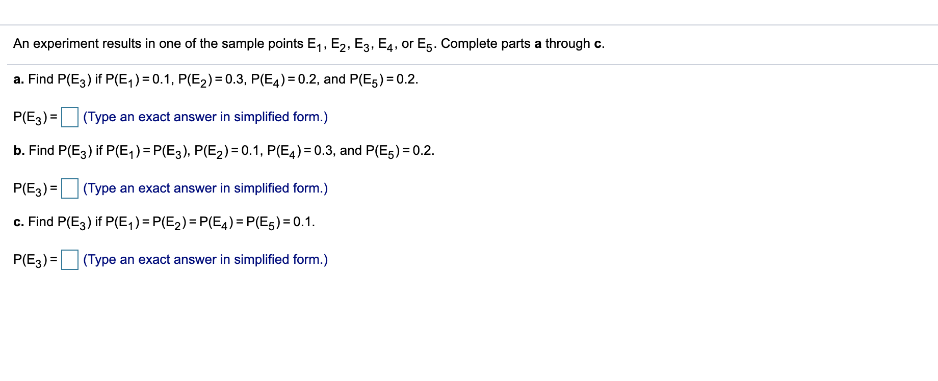 Solved An experiment results in one of the sample points E1, | Chegg.com