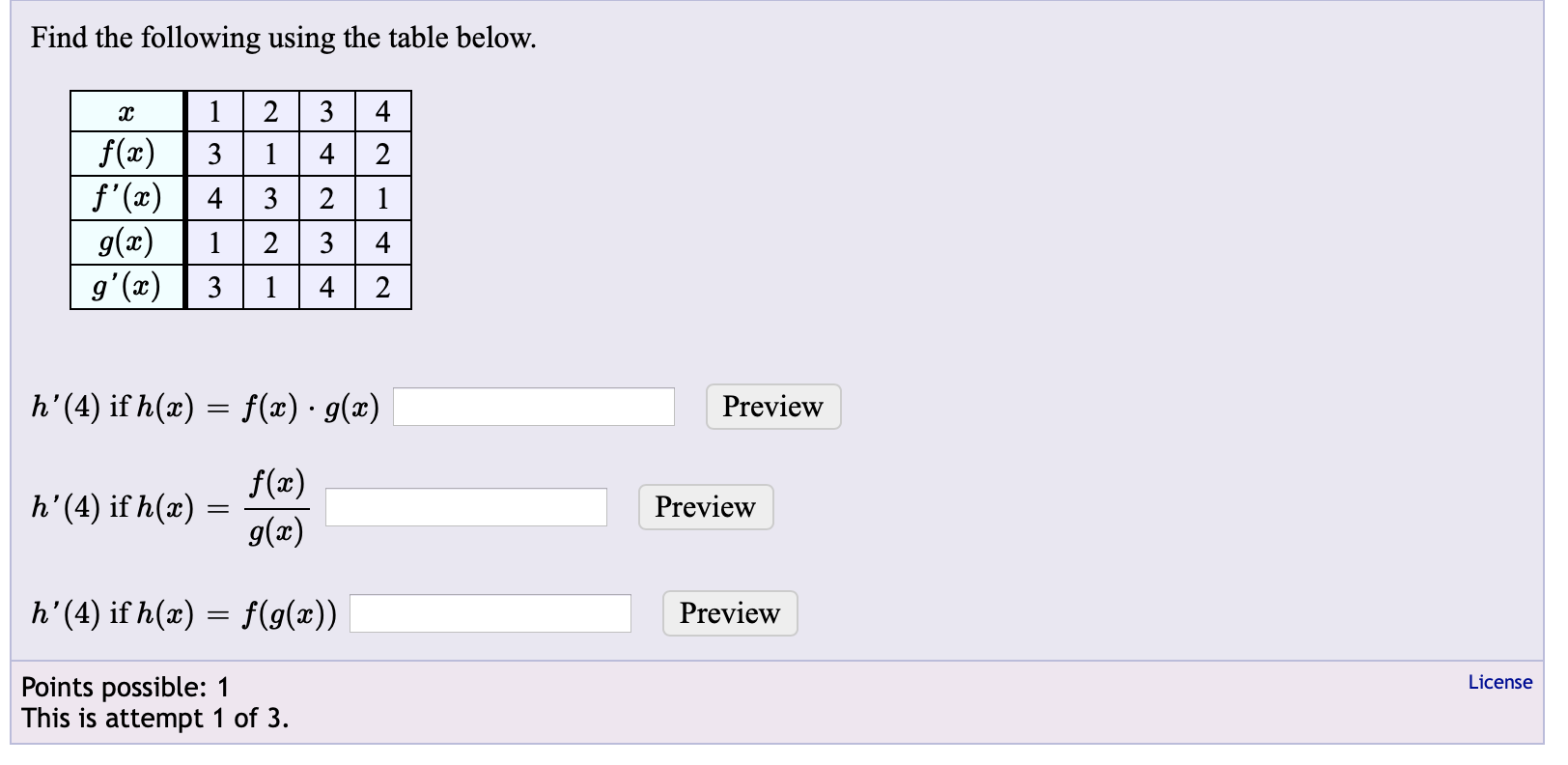 Solved Find the following using the table below. 1 2 3 4 | Chegg.com