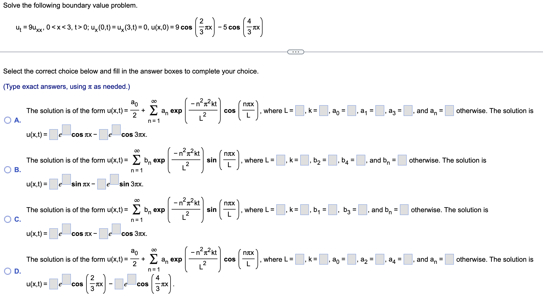 Solved Solve The Following Boundary Value Problem. | Chegg.com