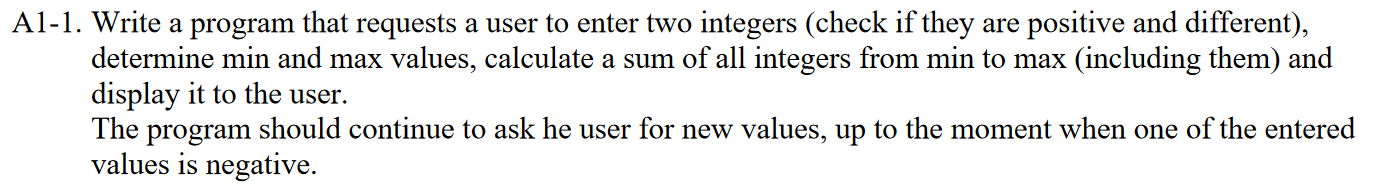 Solved A1-1. Write a program that requests a user to enter | Chegg.com