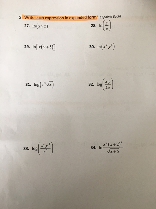 write the expanded form of x y z