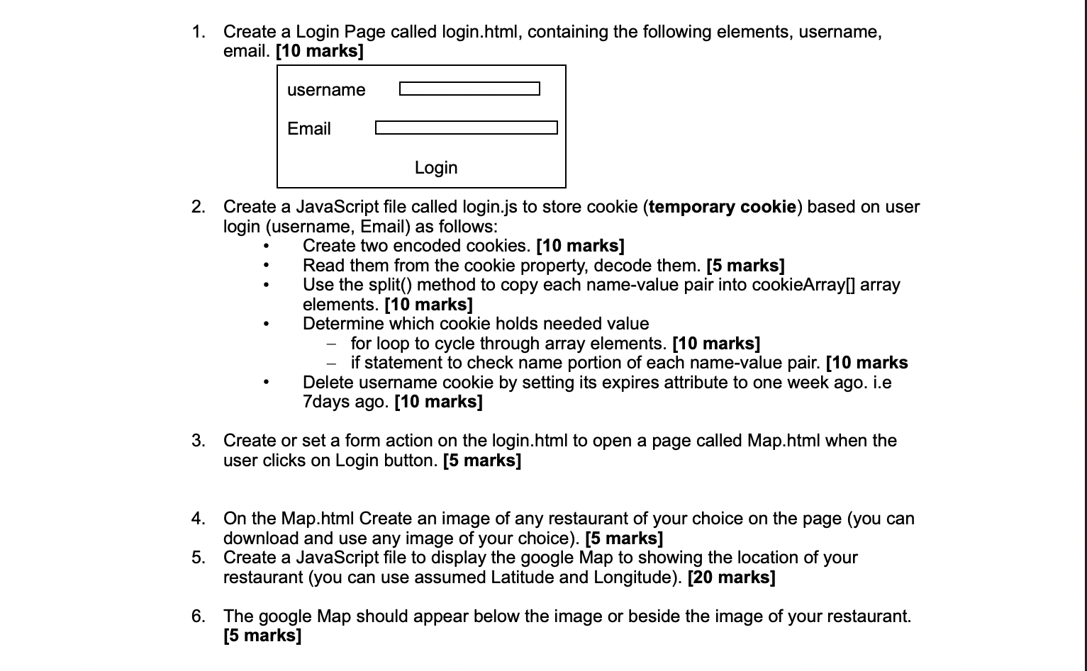 Solved 1. Create a Login Page called login.html, containing | Chegg.com