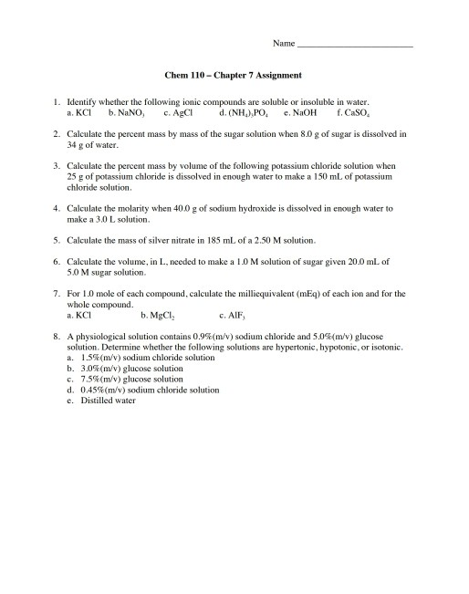 Solved Name Chem 110 Chapter 7 Assignment 1. Identify | Chegg.com