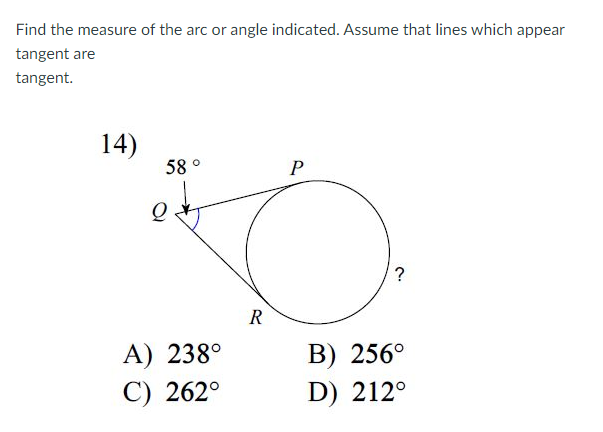 Solved Find the measure of the arc or angle indicated. | Chegg.com