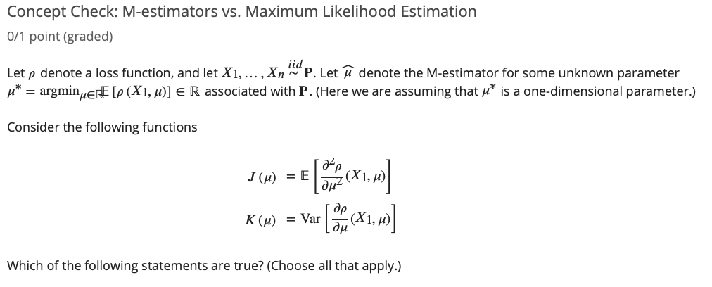 Solved Concept Check M Estimators Vs Maximum Likelihood Chegg Com