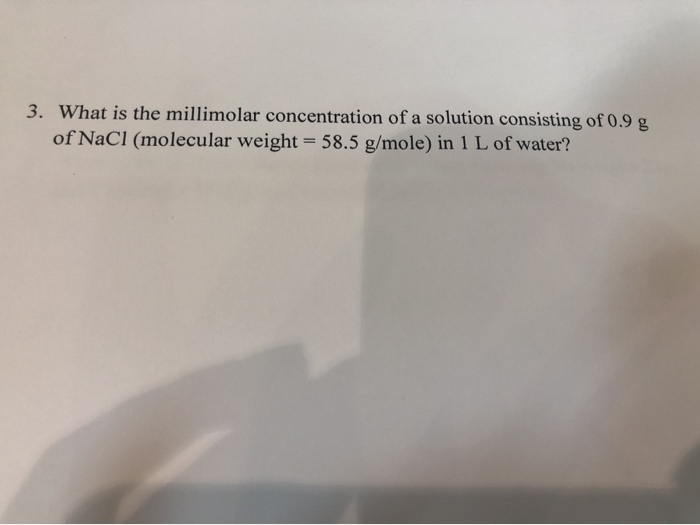 Solved 3. What is the millimolar concentration ofa solution | Chegg.com