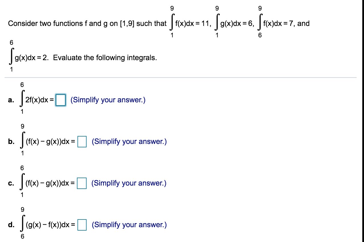 Solved Consider Two Functions F And G On 1 9 Such Tha C Chegg Com