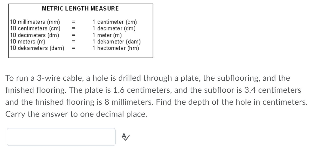 Solved METRIC LENGTH MEASURE centimeter cm 10 millimeters Chegg