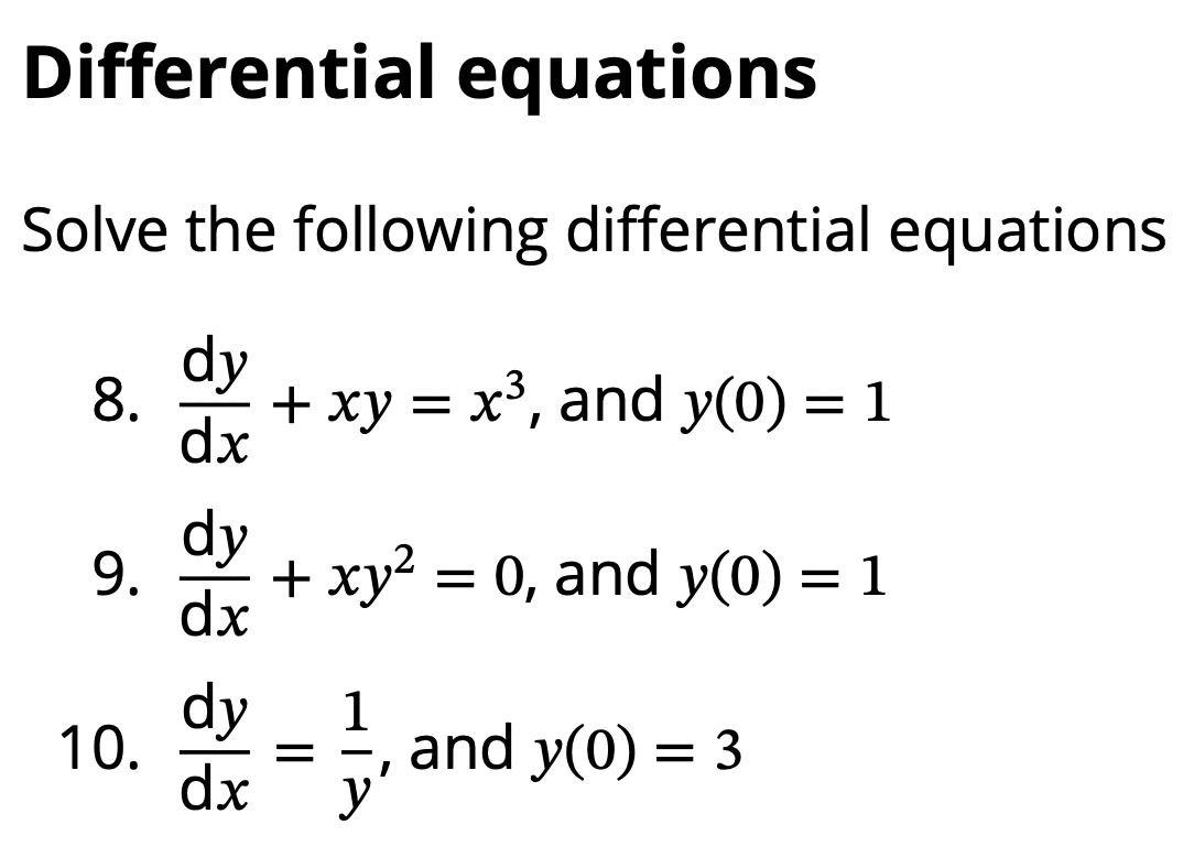 Solved Solve The Following Differential Equations 8