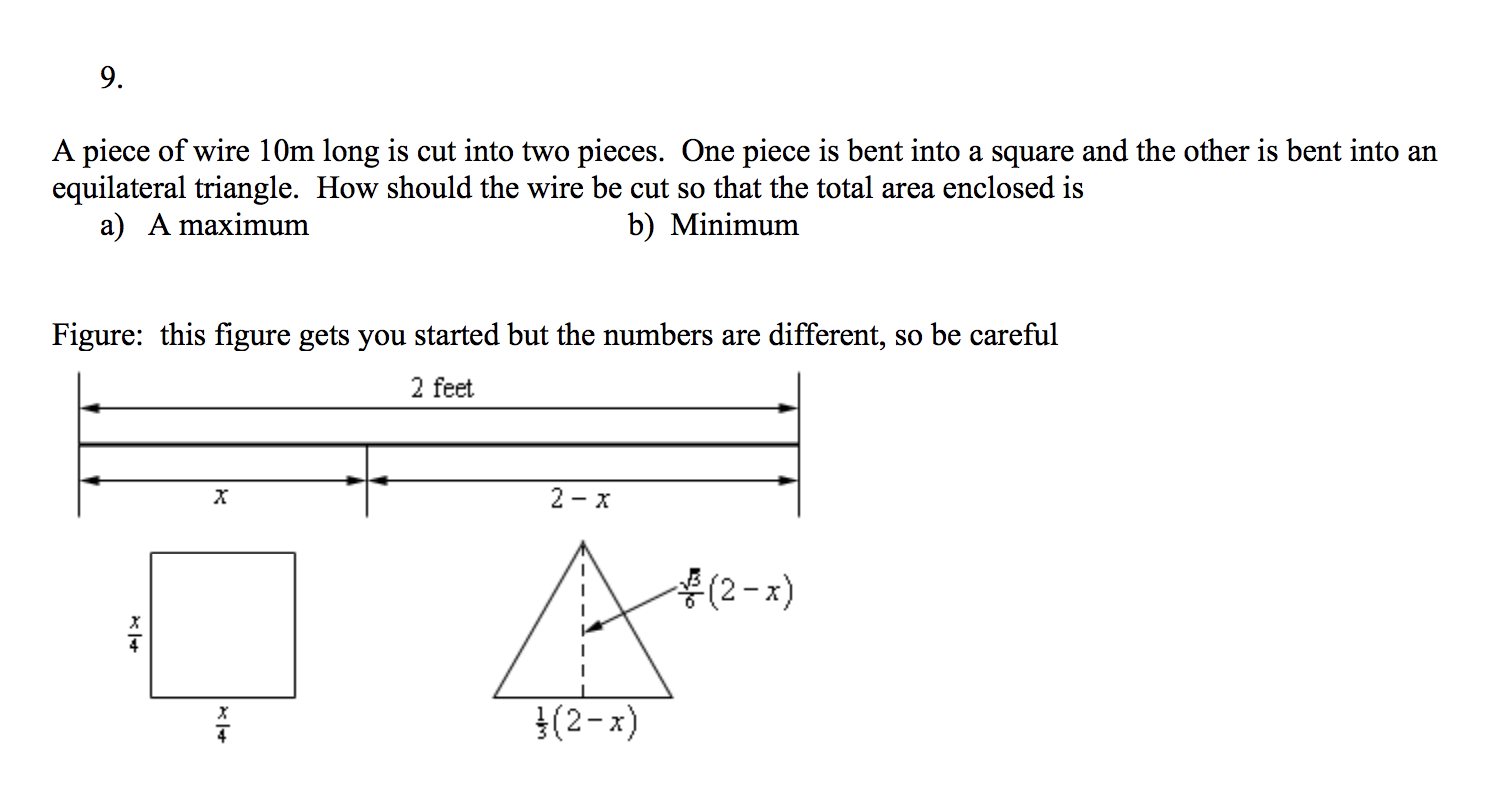 Solved 9. A piece of wire 10m long is cut into two pieces.