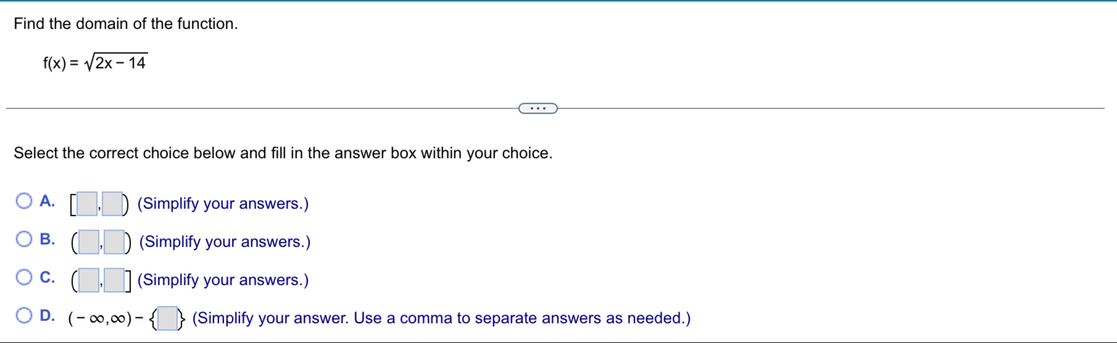 Solved Find The Domain Of The Function F X 2x 142Select The Chegg Com   IMG 0147 