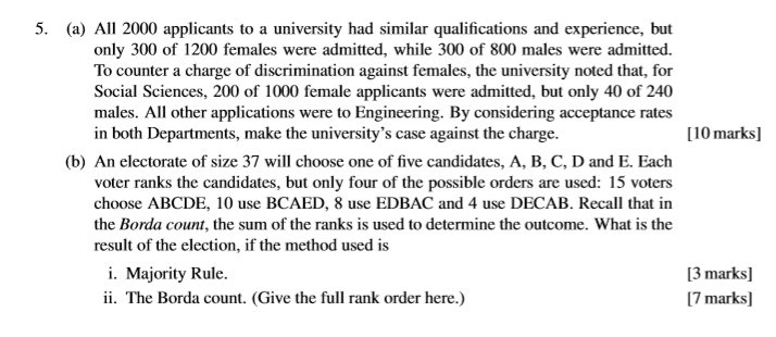 Solved 5. (a) All 2000 applicants to a university had | Chegg.com