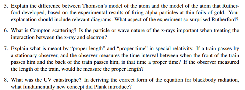 Solved 5. Explain the difference between Thomson's model of | Chegg.com
