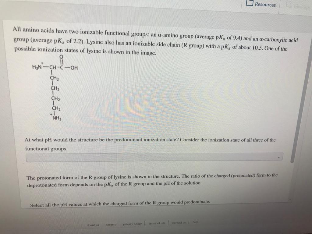 Solved Resources All amino acids have two ionizable