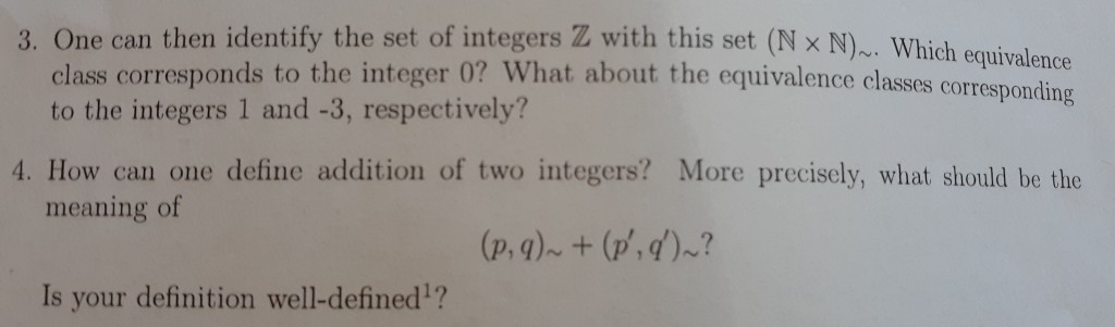 Solved 3. One can then identify the set of integers Z with | Chegg.com