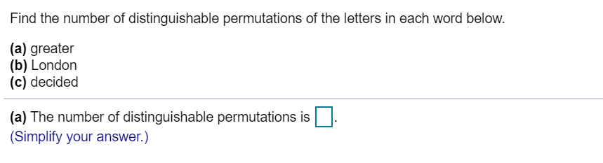 Solved Find The Number Of Distinguishable Permutations Of | Chegg.com