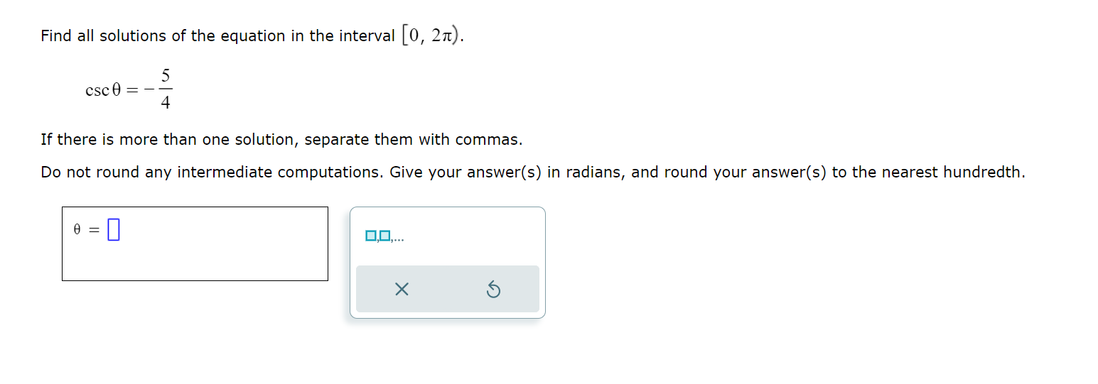 Solved Find all solutions of the equation in the interval | Chegg.com