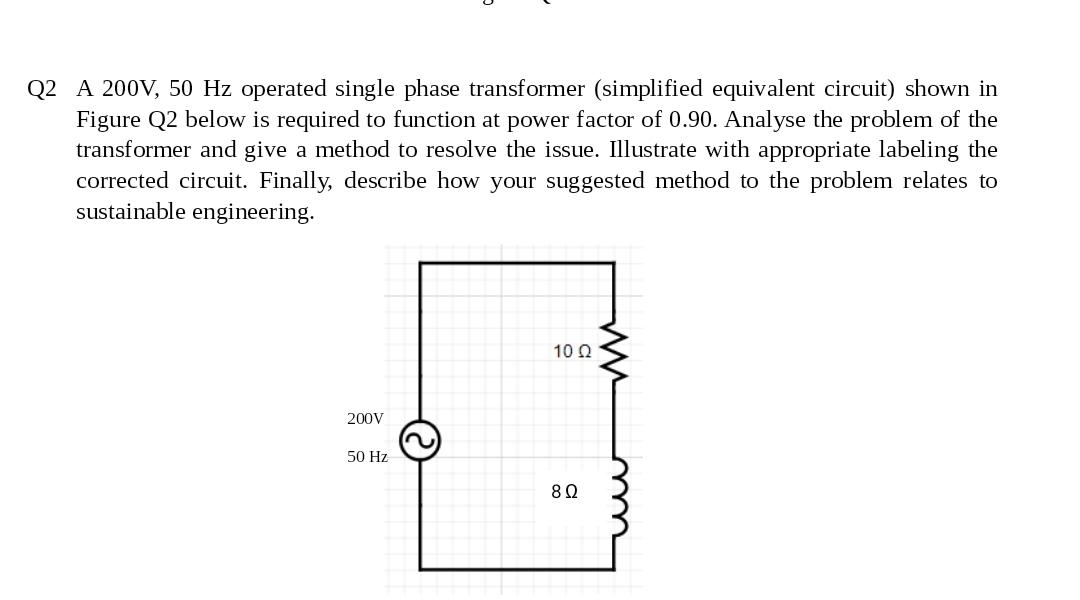 Solved Q2 A 200V, 50 Hz operated single phase transformer | Chegg.com