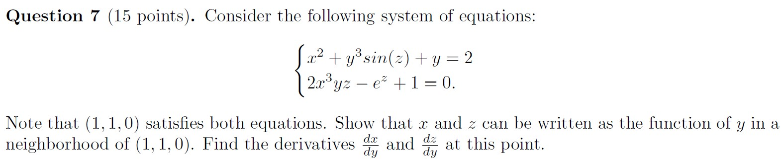 Solved Question 7 (15 points). Consider the following system | Chegg.com
