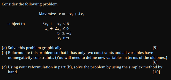 Solved Consider The Following Problem. Maximize Z = -X1 + | Chegg.com