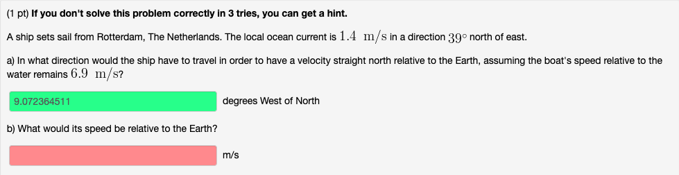 Solved (1 pt) If you don't solve this problem correctly in 3 | Chegg.com
