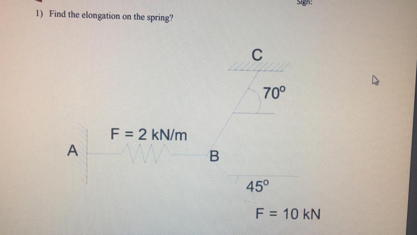 Solved Sign: 1) Find the elongation on the spring? C 70° F = | Chegg.com