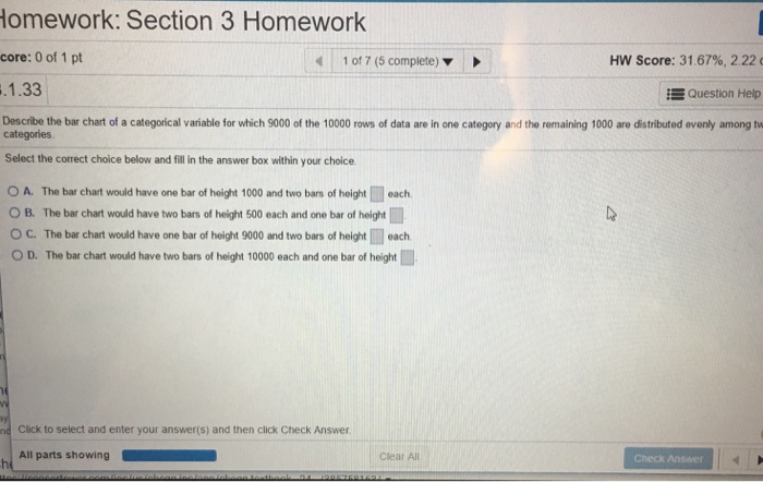 Solved: Describe The Bar Chart Of A Categorical Variable F... | Chegg.com