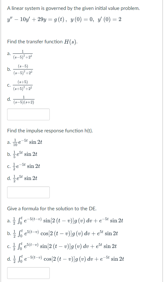 Solved A linear system is governed by the given initial | Chegg.com