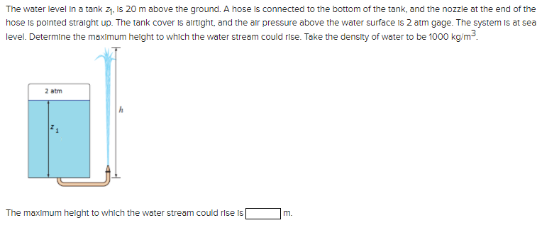 Solved The water level in a tank 27, Is 20 m above the | Chegg.com