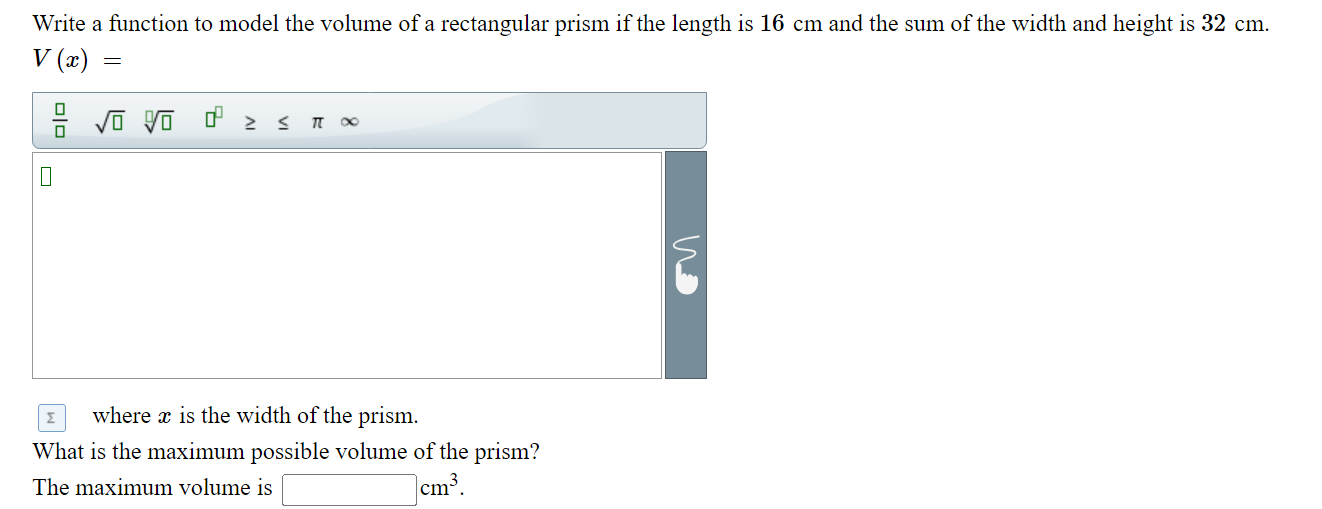Solved Write a function to model the volume of a rectangular | Chegg.com