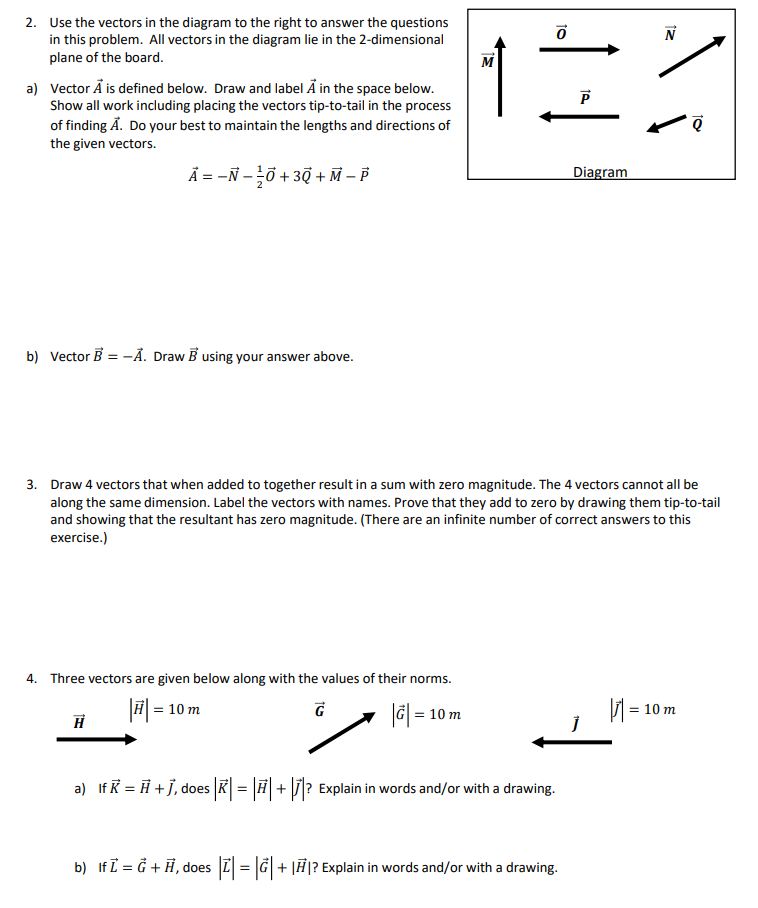 Solved N 2. Use the vectors in the diagram to the right to | Chegg.com