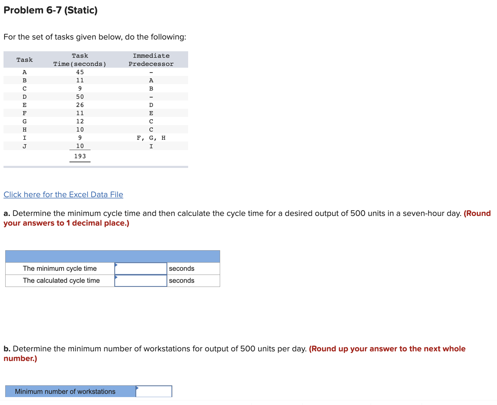 Solved c. Balance the line using the greatest positional