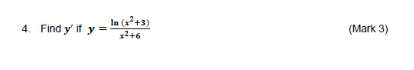 \( y=\frac{\ln \left(x^{2}+3\right)}{x^{2}+6} \)