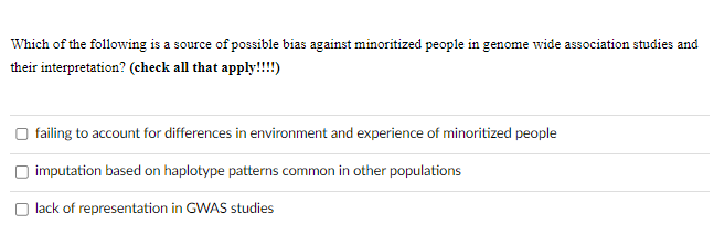 Solved Which Of The Following Is A Source Of Possible Bias | Chegg.com