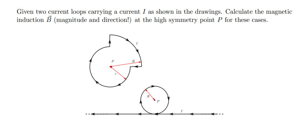 Solved Given two current loops carrying a current I as shown | Chegg.com